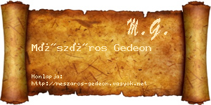 Mészáros Gedeon névjegykártya